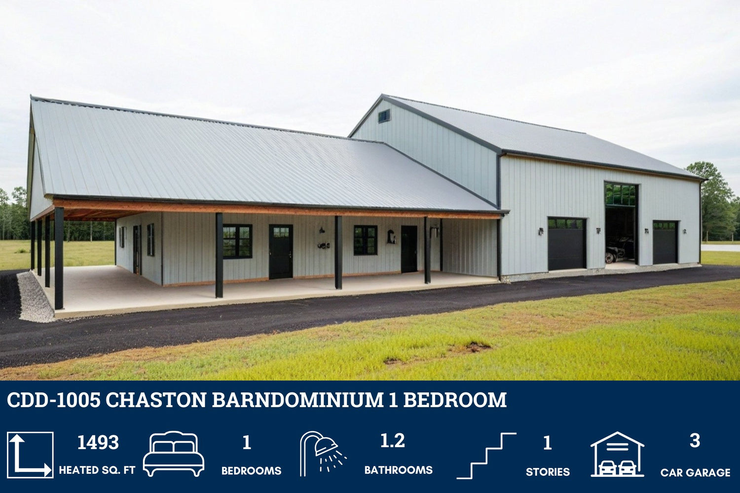 1 Bedroom Barndominium House Plans