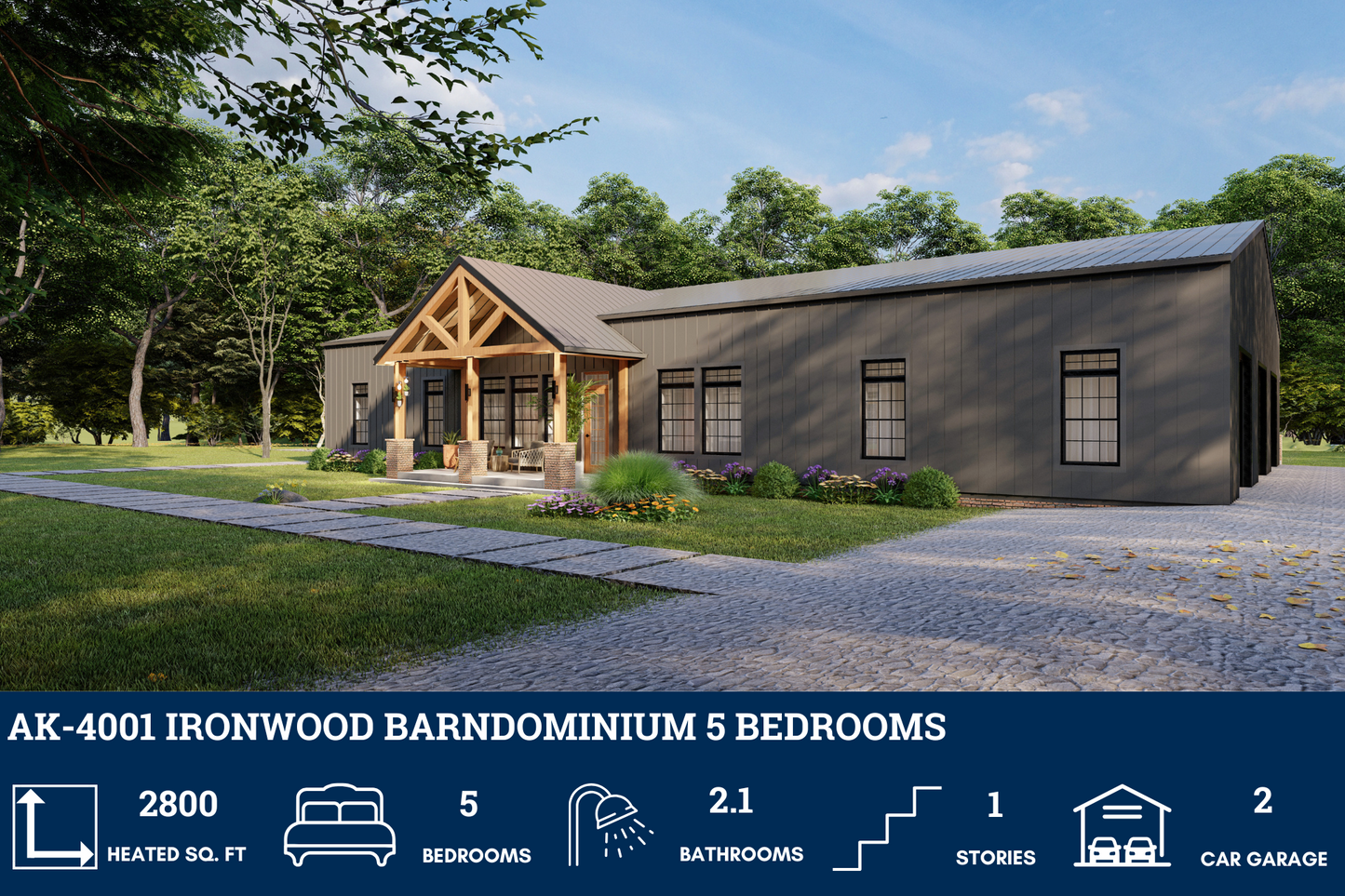 AK-4001 Ironwood Barndominium House Plan