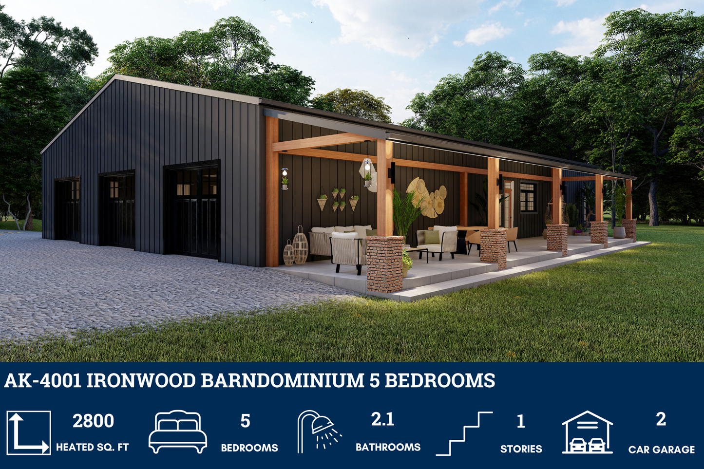 AK-4001 Ironwood Barndominium House Plan