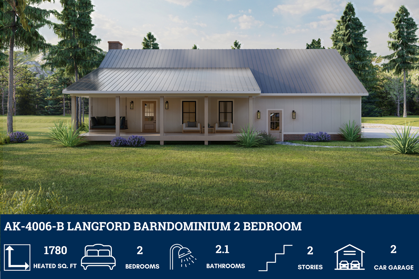 AK-4006-B Langford Barndominium House Plan