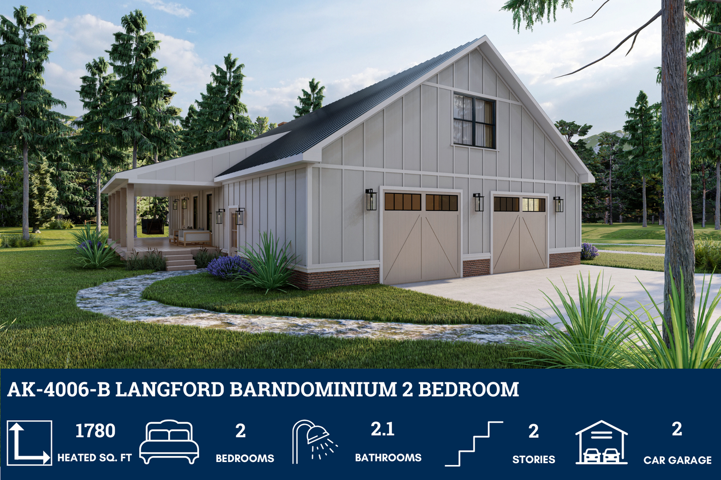 AK-4006-B Langford Barndominium House Plan