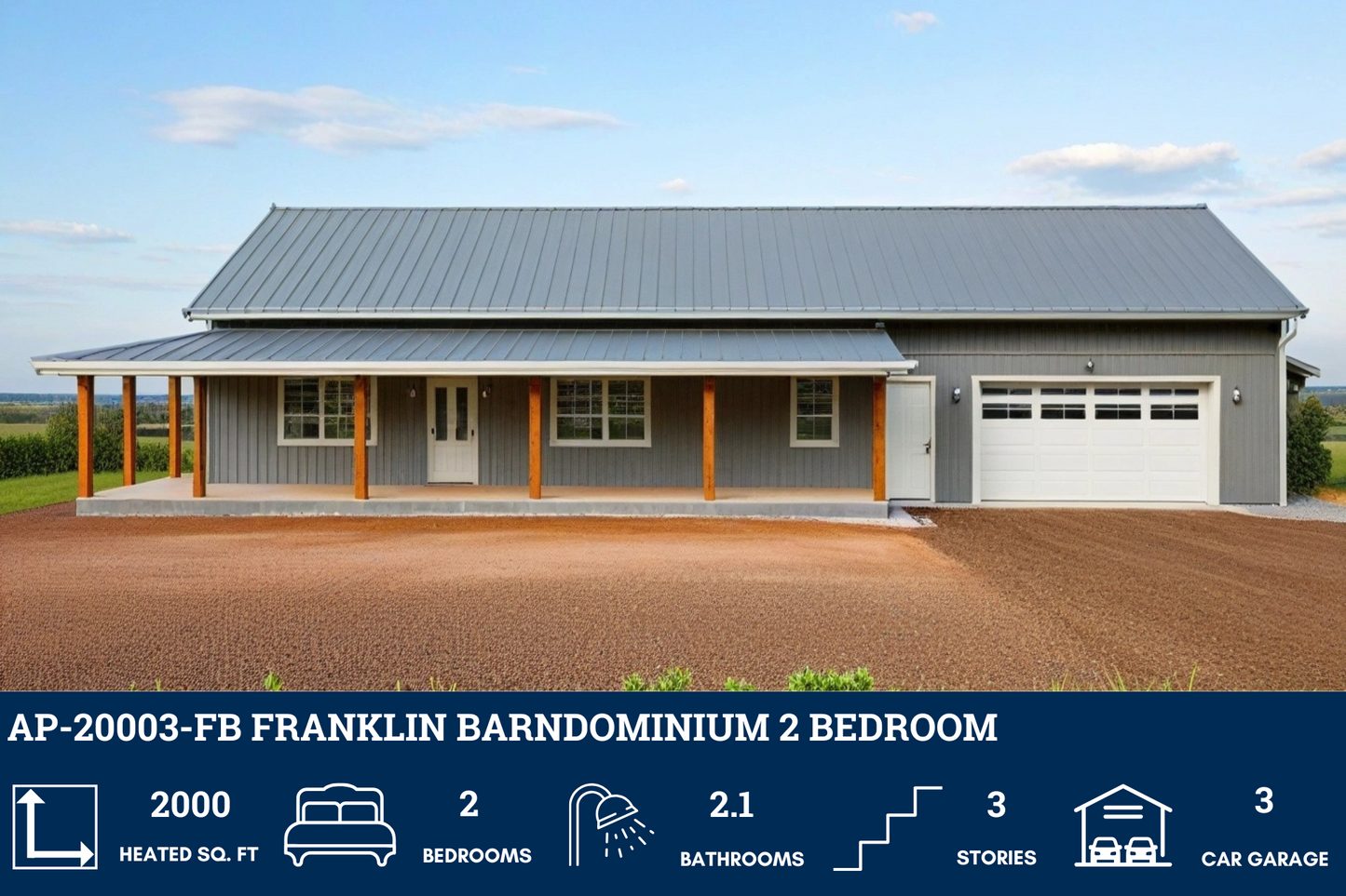 AP-20003-FB Franklin Barndominium House Plan
