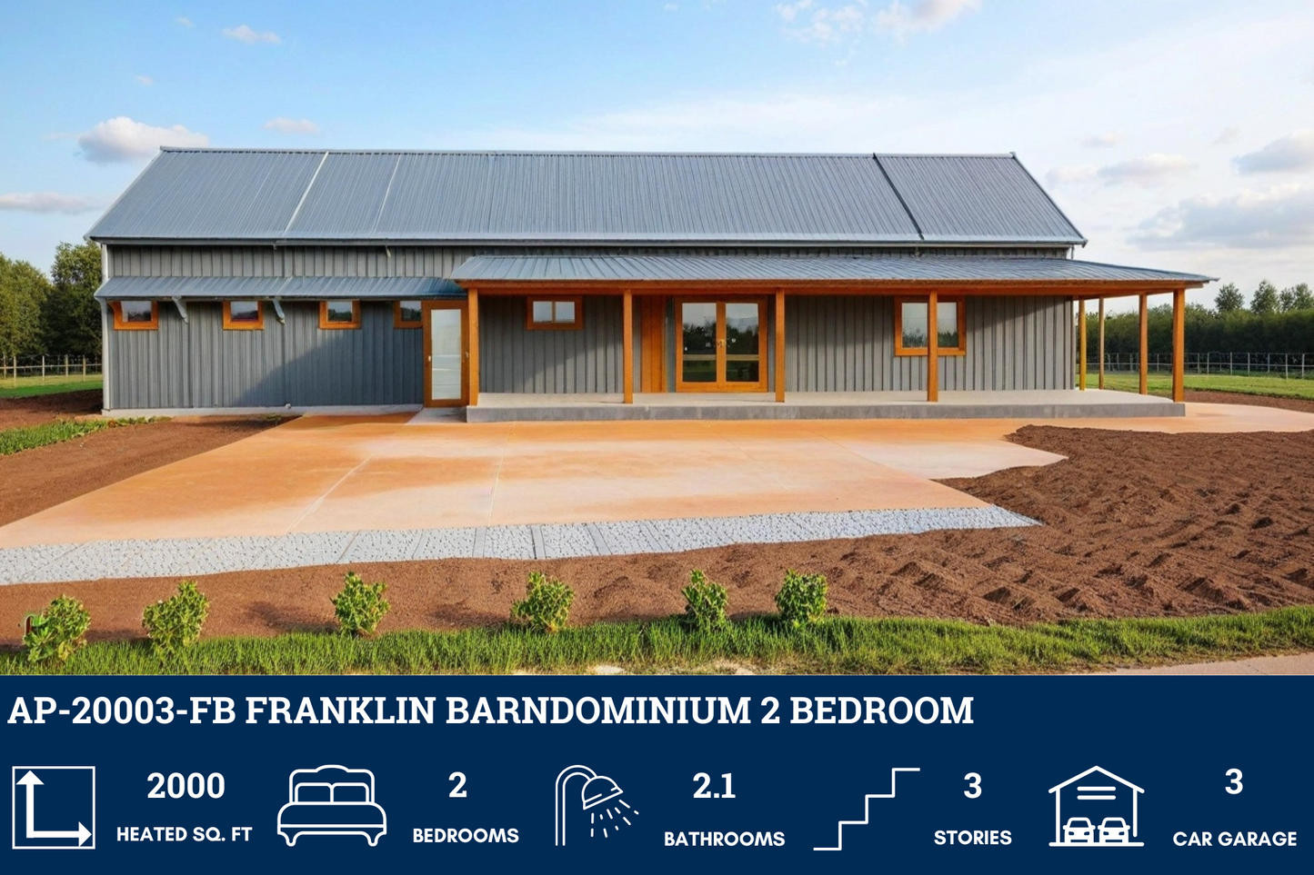 AP-20003-FB Franklin Barndominium House Plan