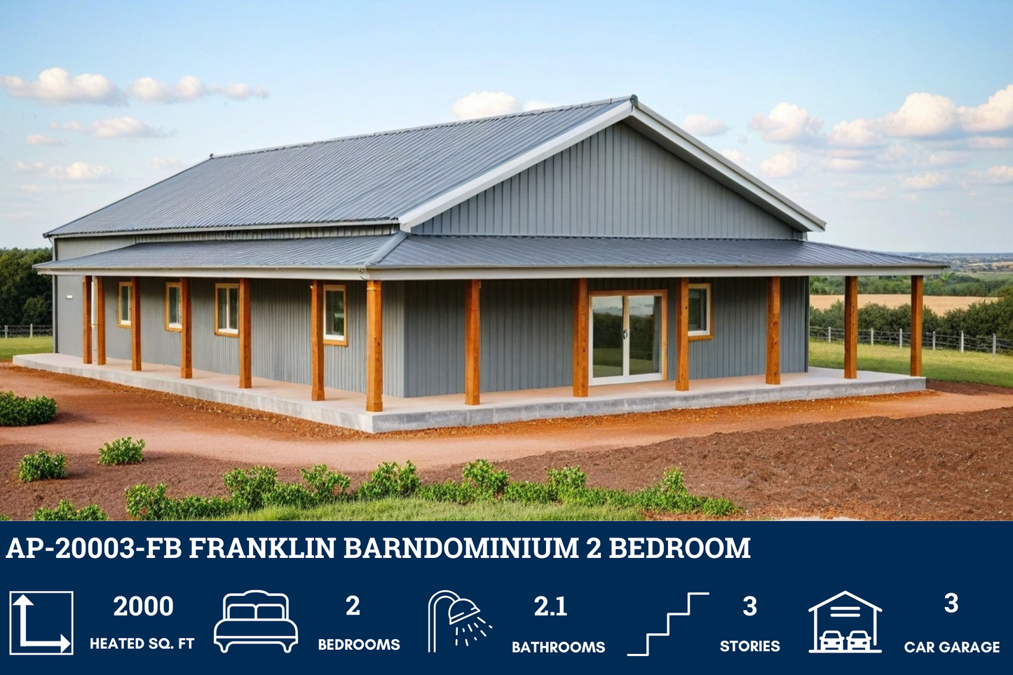 AP-20003-FB Franklin Barndominium House Plan