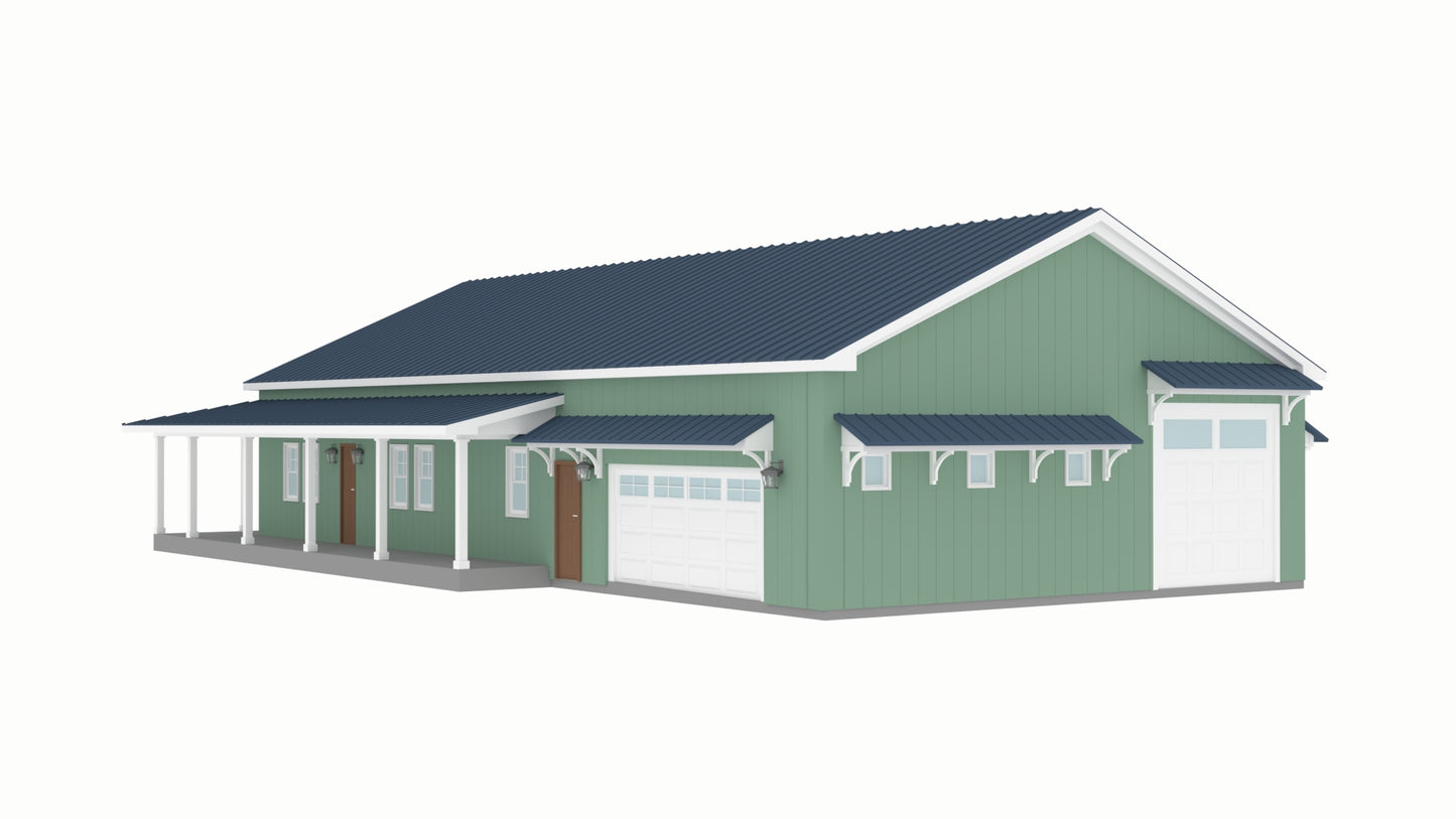 AP-20003-FB Franklin Barndominium House Plan