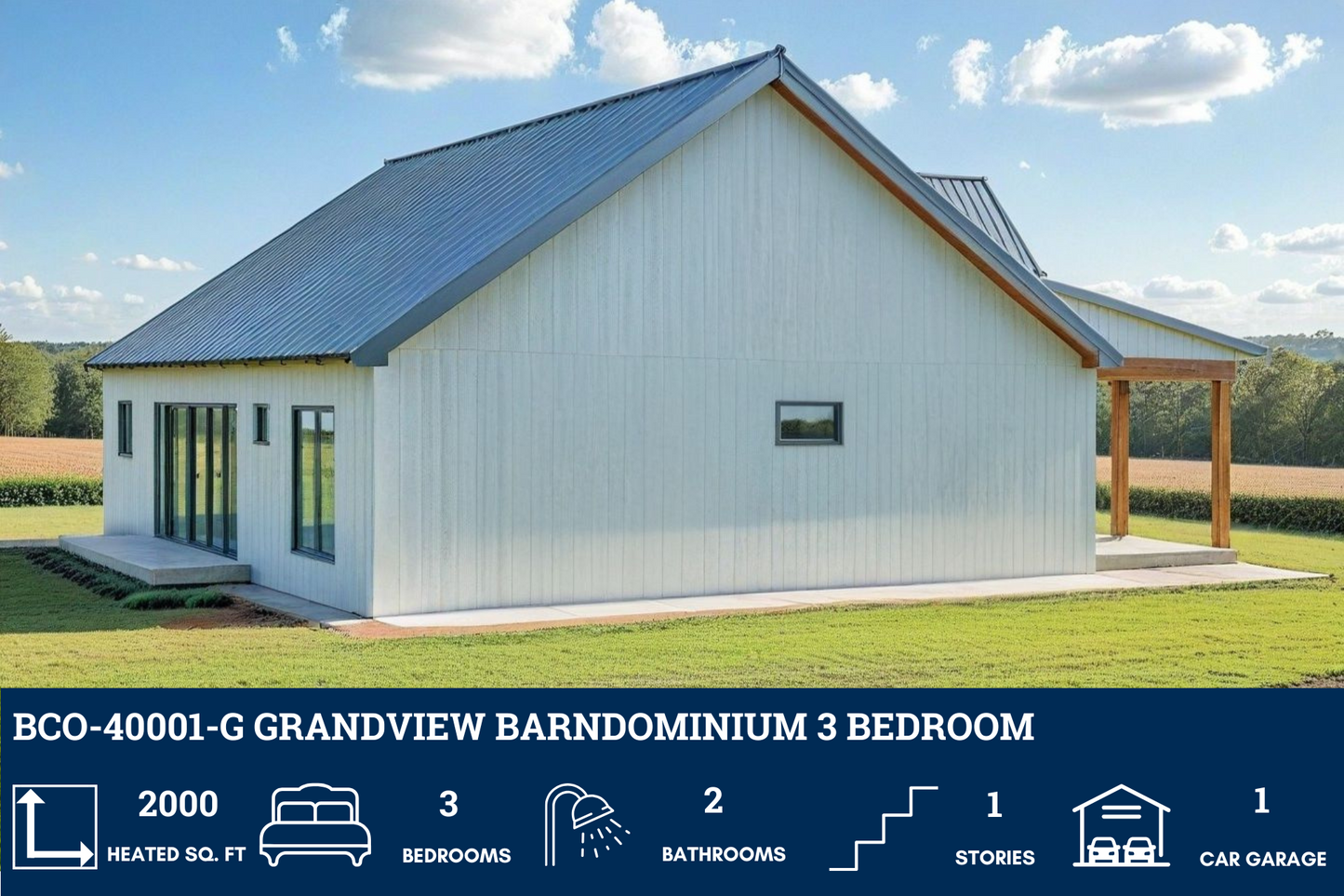 BCO-40001-G Grandview Barndominium House Plan