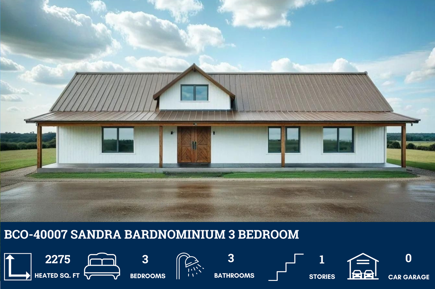 BCO-40007 Sandra Barndominium House Plan