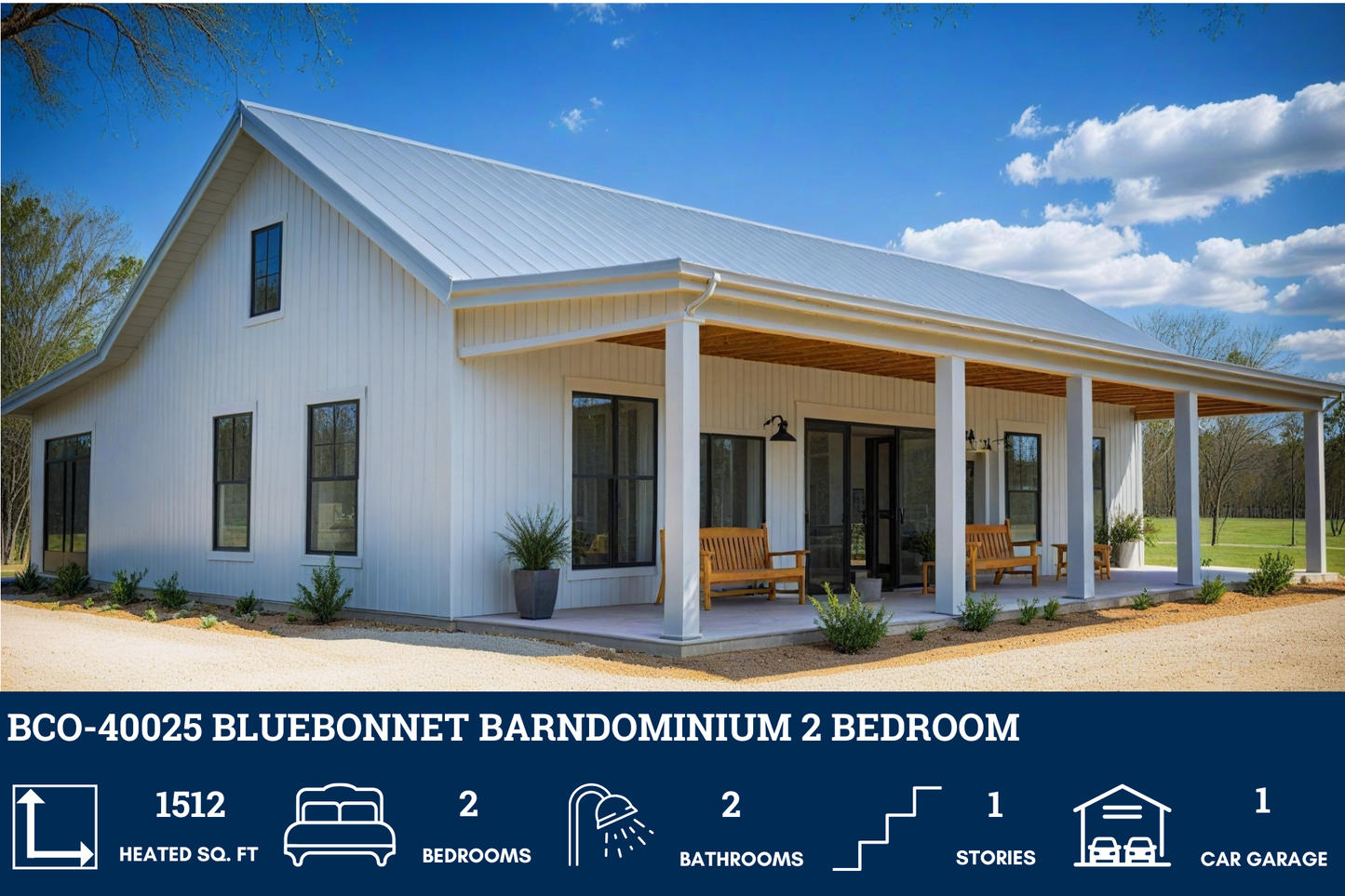 BCO-40025 Bluebonnet Barndominium House Plan