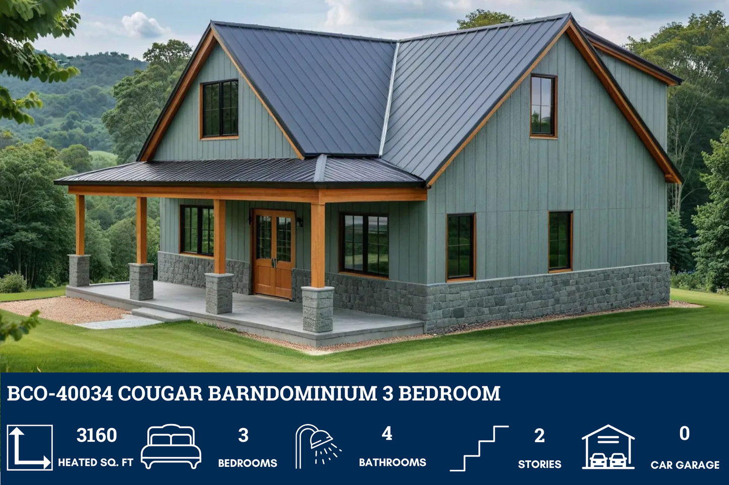 BCO-40034 Cougar Barndominium House Plan