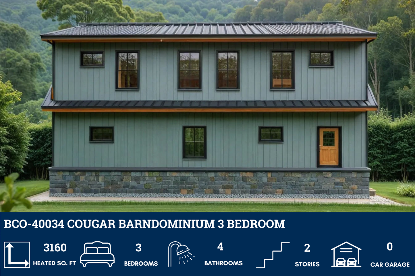 BCO-40034 Cougar Barndominium House Plan