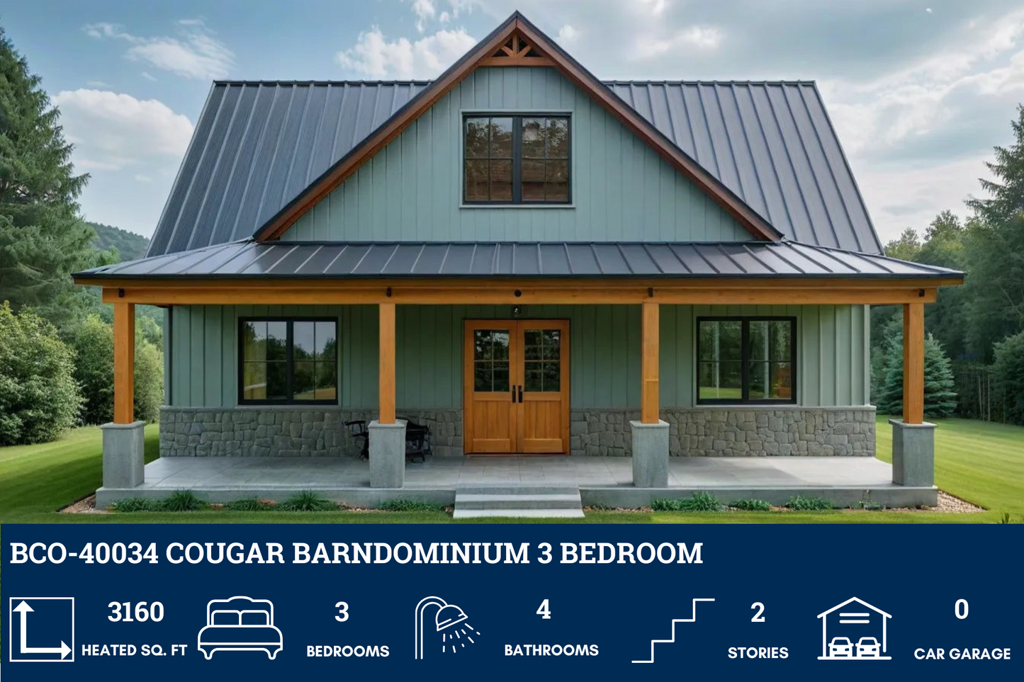 BCO-40034 Cougar Barndominium House Plan