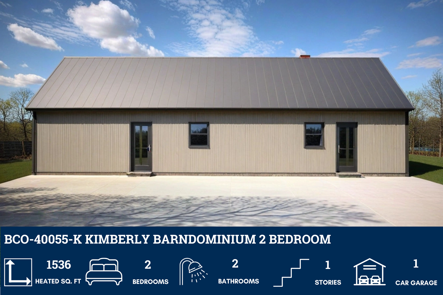 BCO-40055-K Kimberly Barndominium House Plan