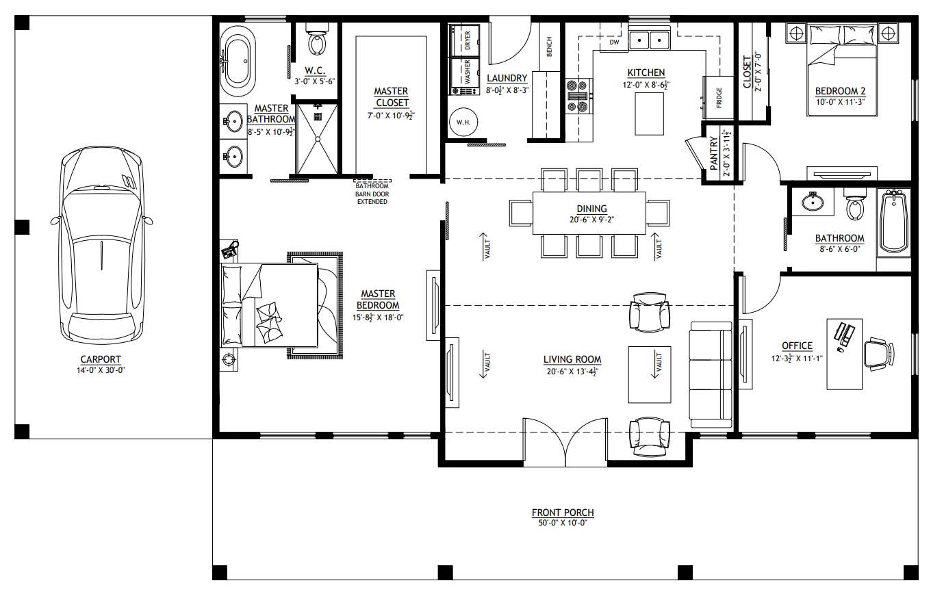 BCO-40055-L Lanier Barndominium House Plan
