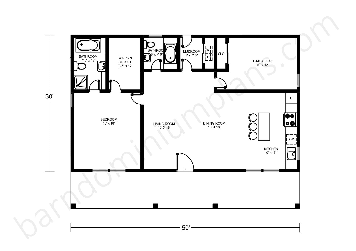 BCO-40065 Barndominium House Plan