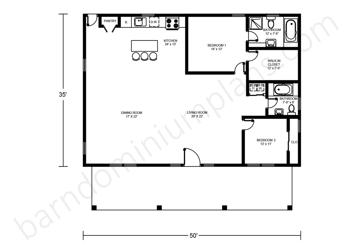 BCO-40069 Barndominium House Plan