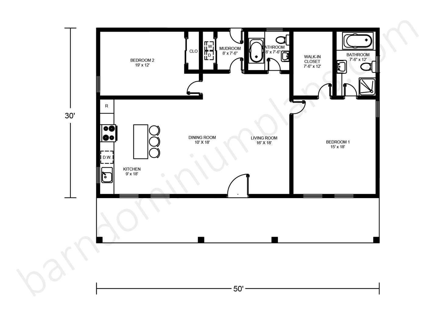 BCO-40072 Barndominium House Plan