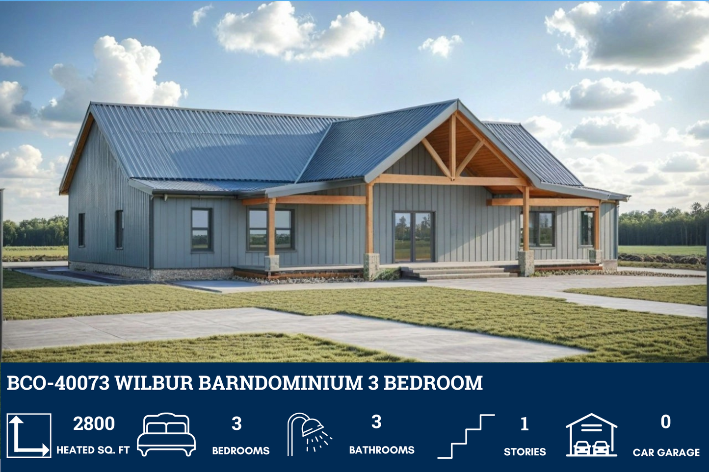 BCO-40073 Wilbur Barndominium House Plan