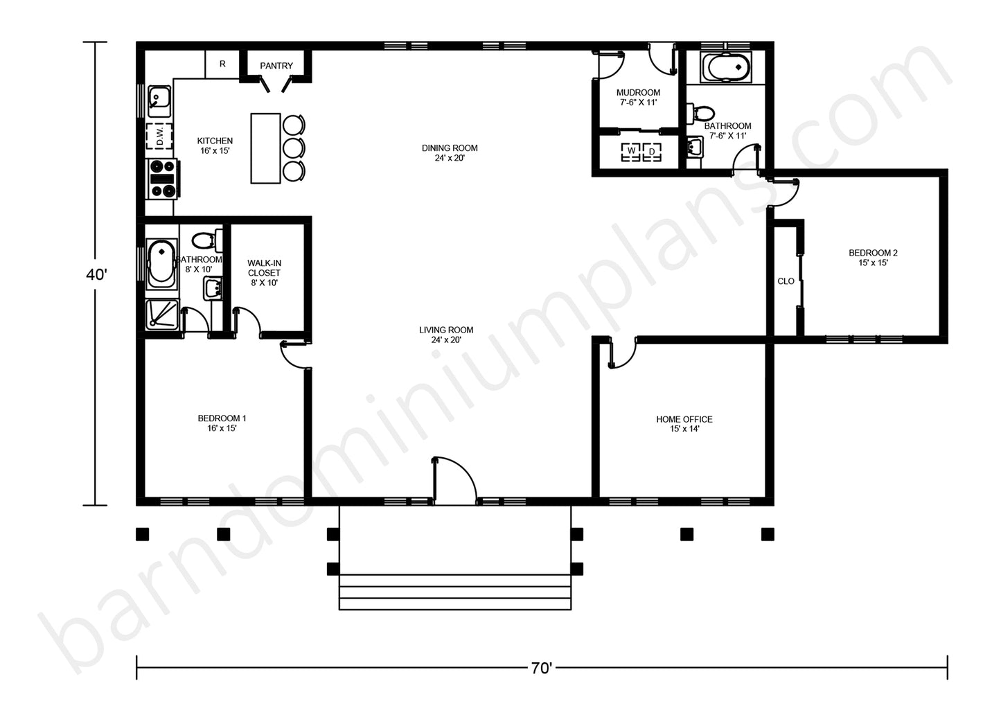 BCO-40075 Barndominium House Plan
