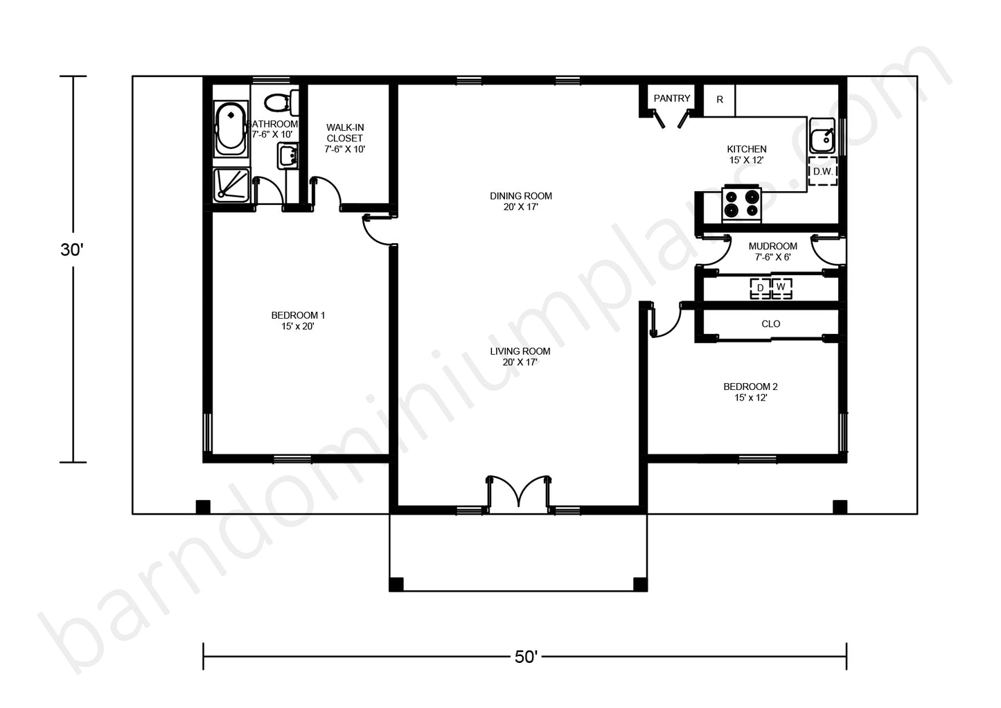 BCO-40076 Barndominium House Plan