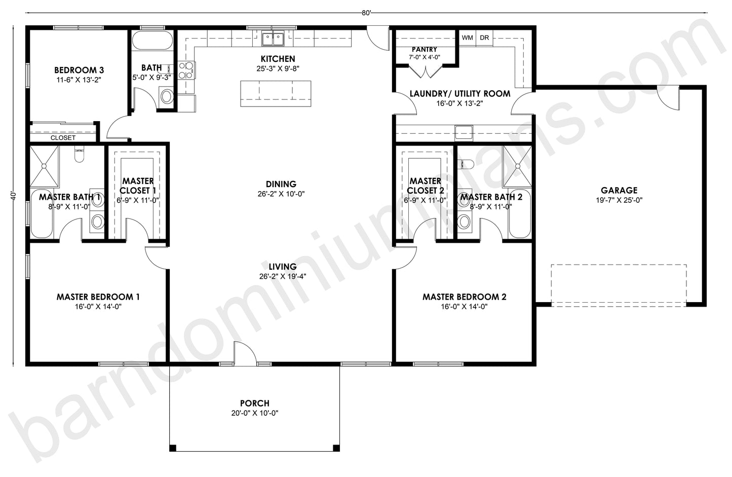 BCO-40093-M Barndominium House Plan