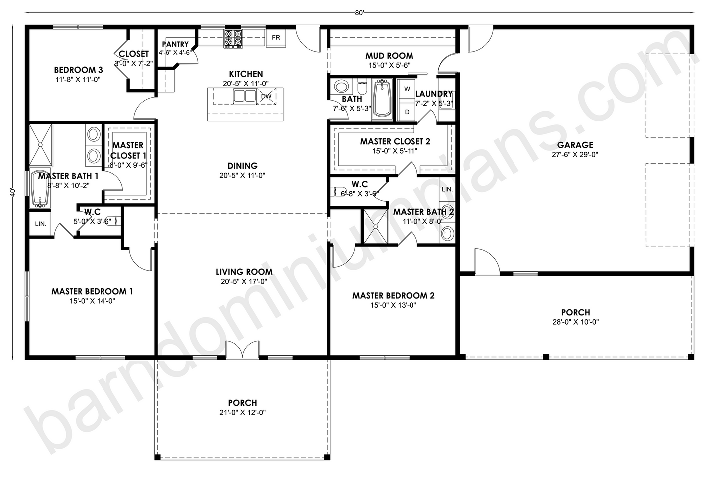 BCO-40222 Barndominium House Plan