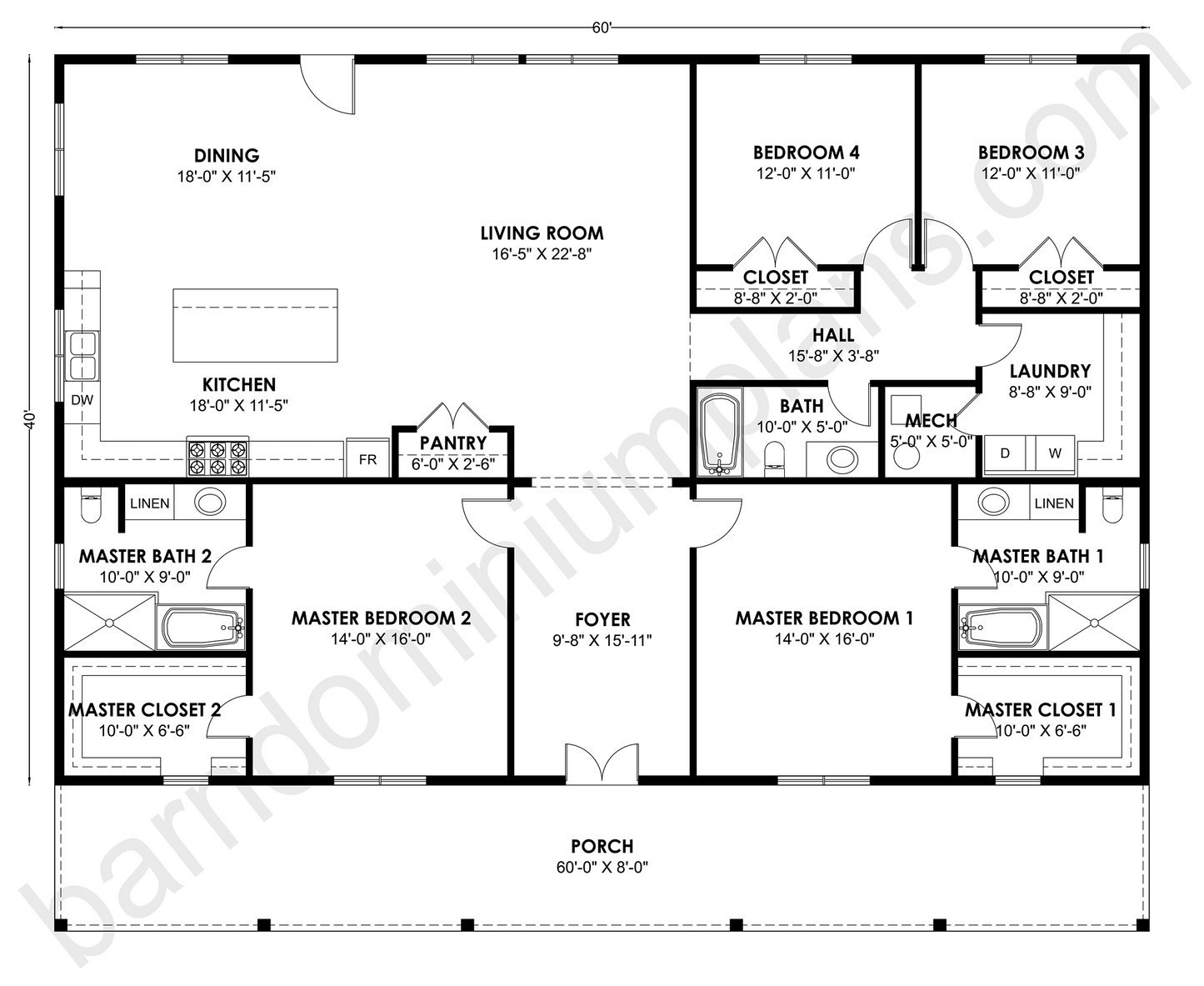 BCO-40223 Barndominium House Plan