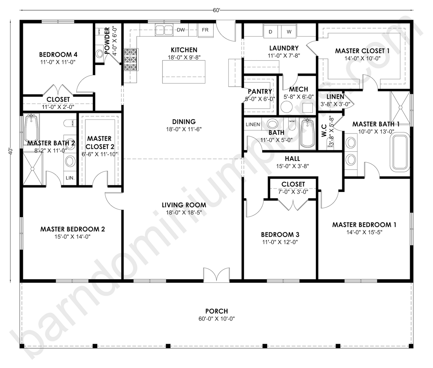BCO-40227 Barndominium House Plan