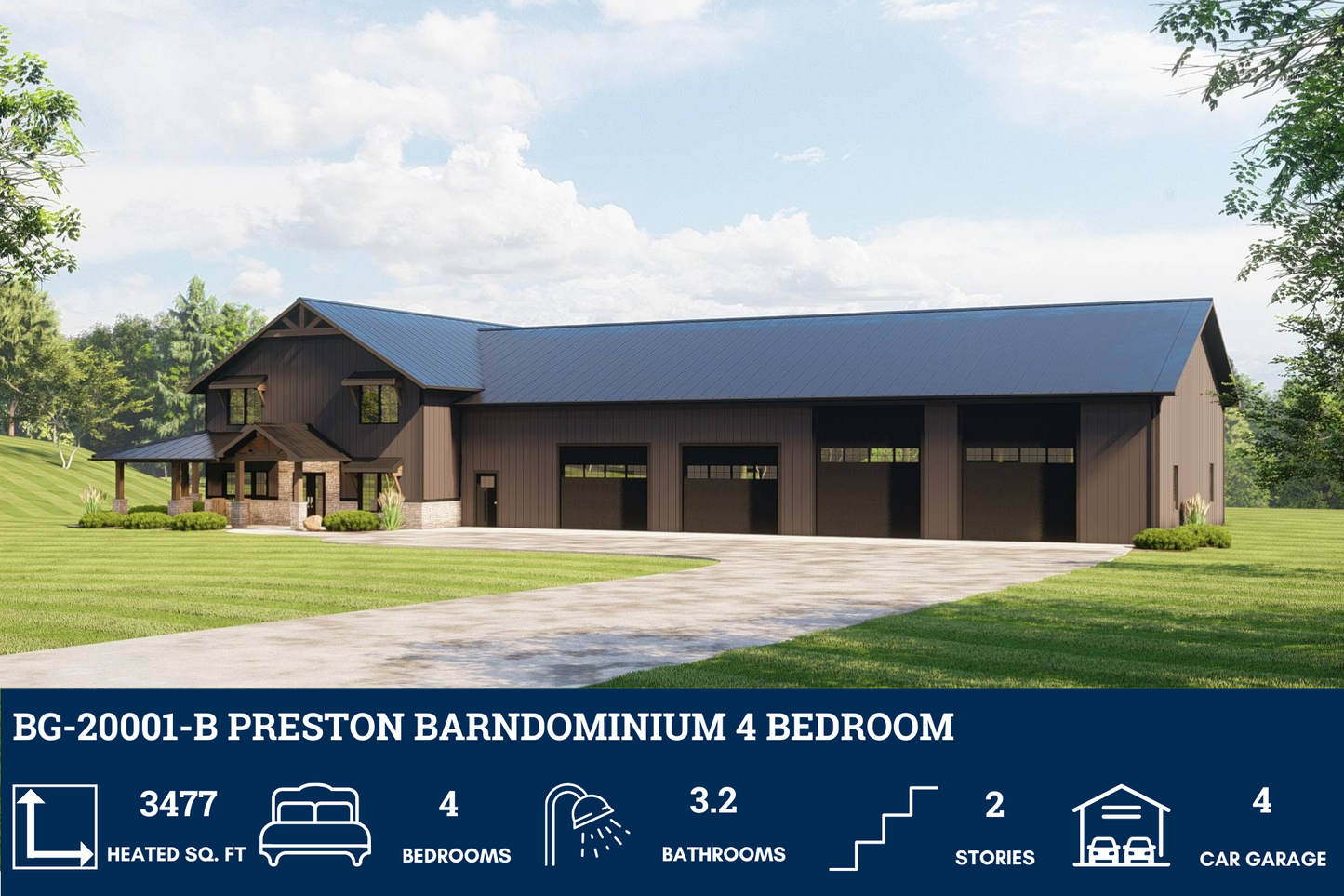 BG-20001-B Preston Barndominium House Plan