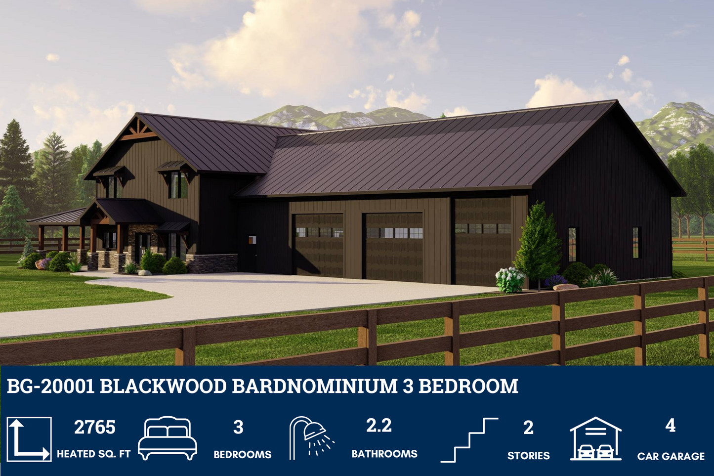 BG-20001 Blackwood Barndominium House Plan