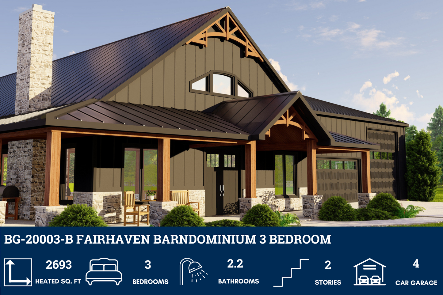 BG-20003-B Fairhaven Barndominium House Plan