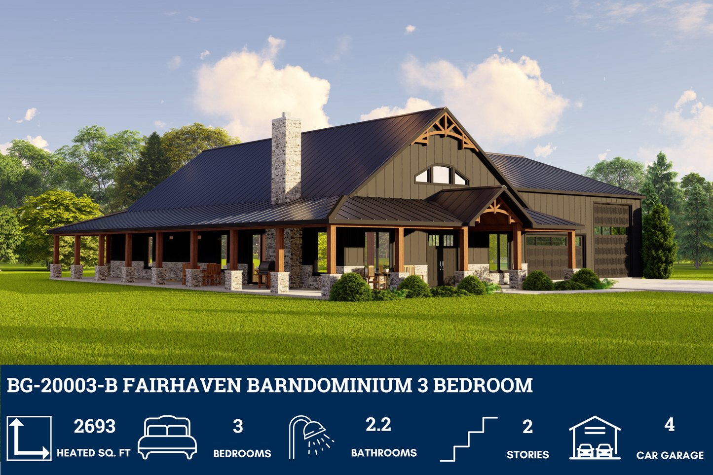 BG-20003-B Fairhaven Barndominium House Plan