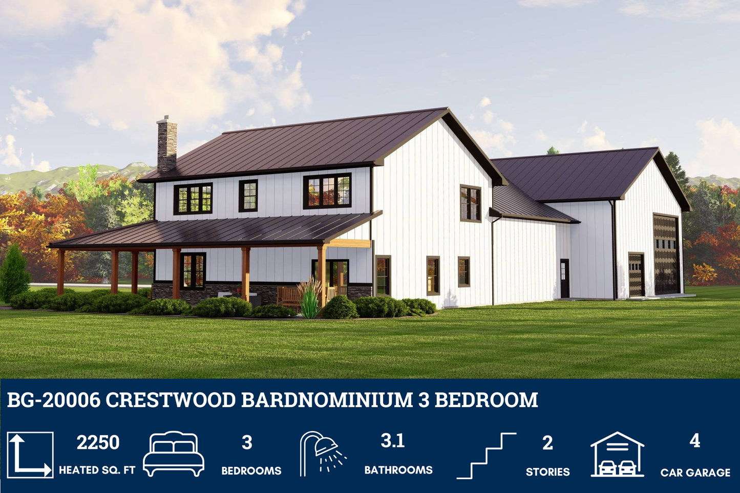 BG-20006 Crestwood Barndominium House Plan