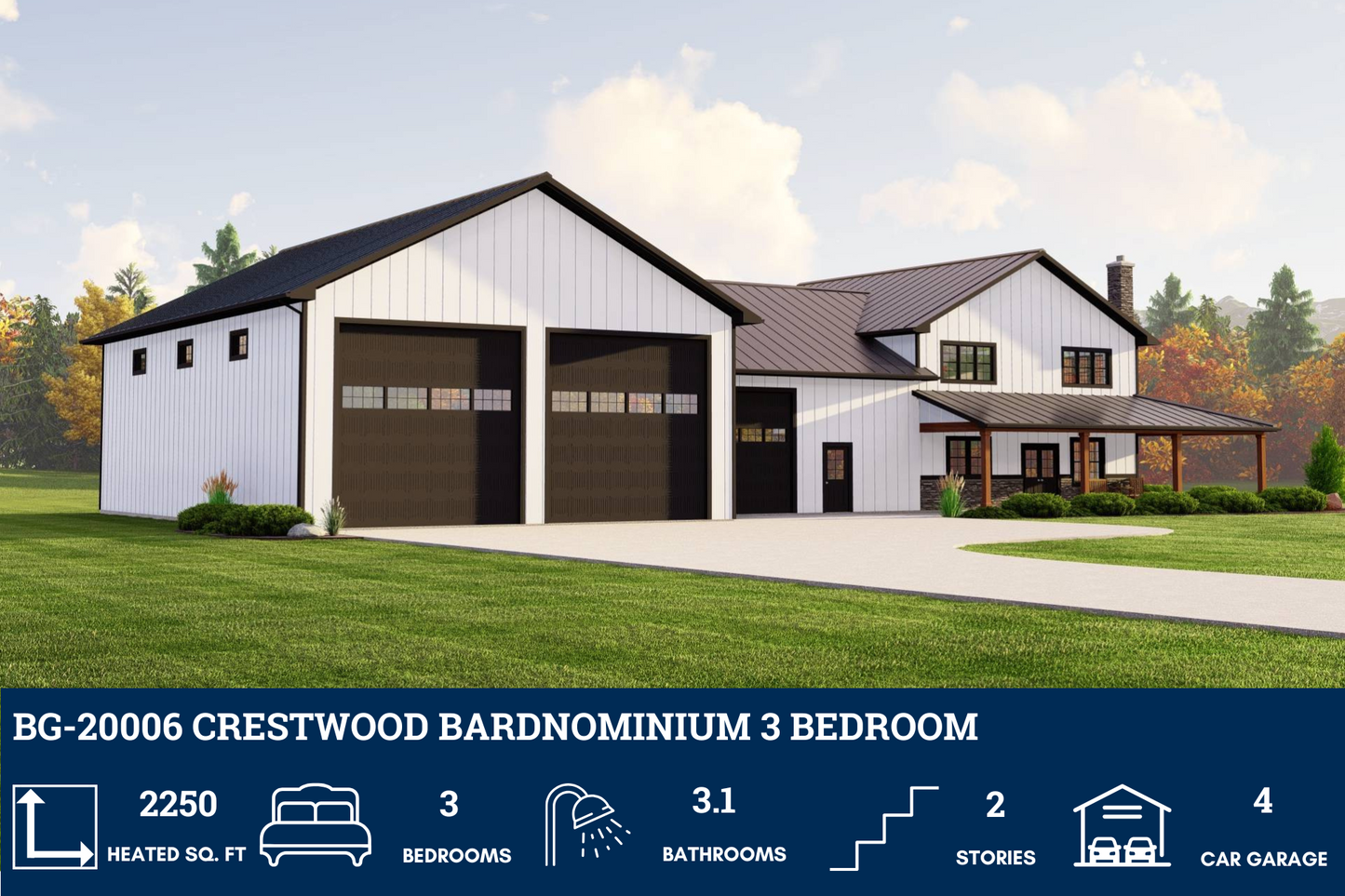 BG-20006 Crestwood Barndominium House Plan
