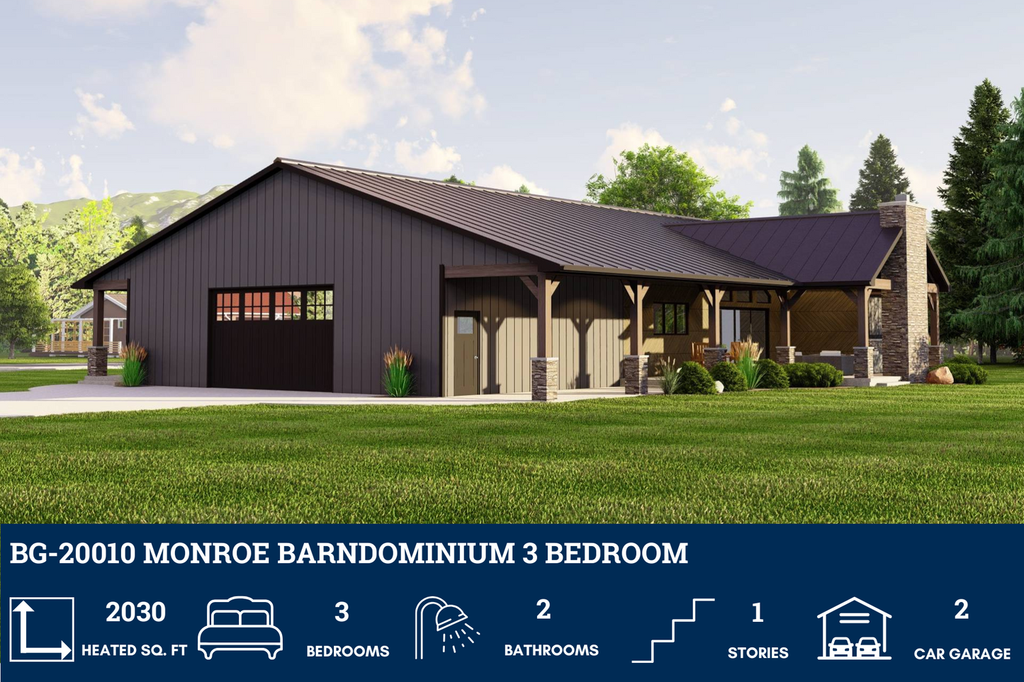 BG-20010 Monroe Barndominium House Plan