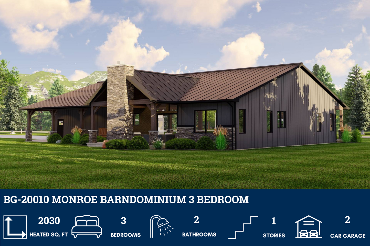 BG-20010 Monroe Barndominium House Plan