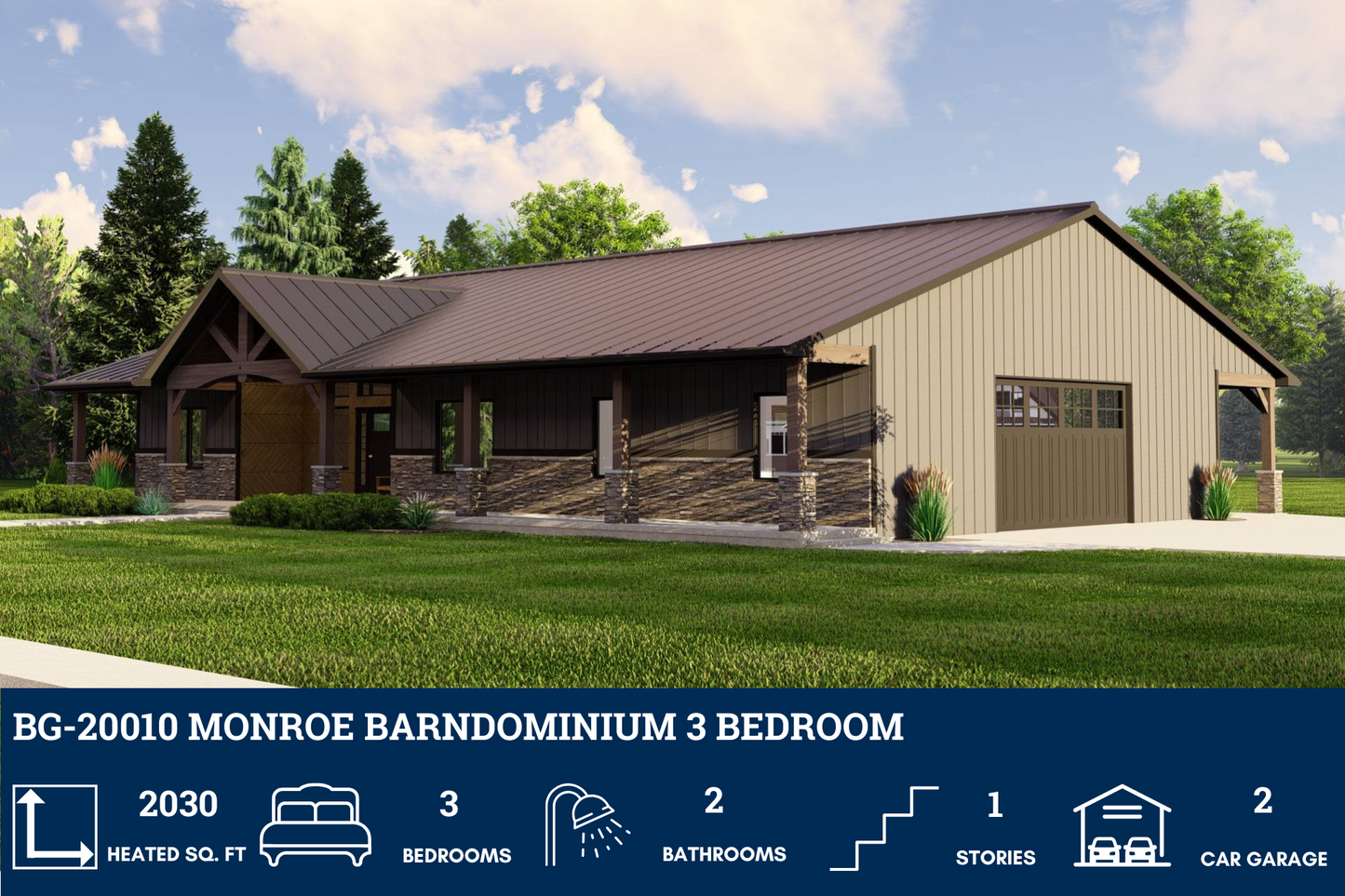 BG-20010 Monroe Barndominium House Plan