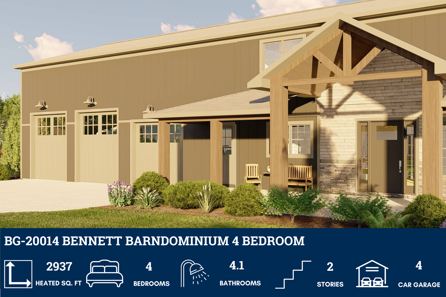 BG-20014 Bennett Barndominium House Plan