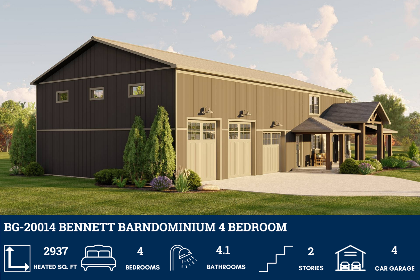 BG-20014 Bennett Barndominium House Plan