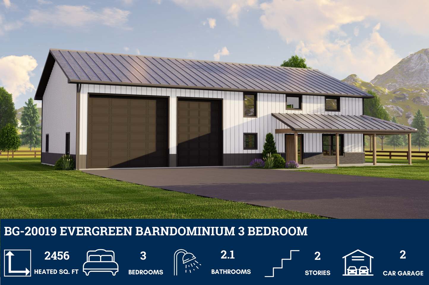 BG-20019 Evergreen Barndominium House Plan