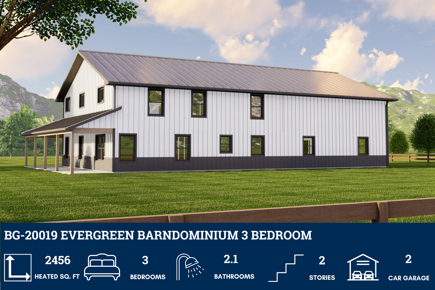 BG-20019 Evergreen Barndominium House Plan
