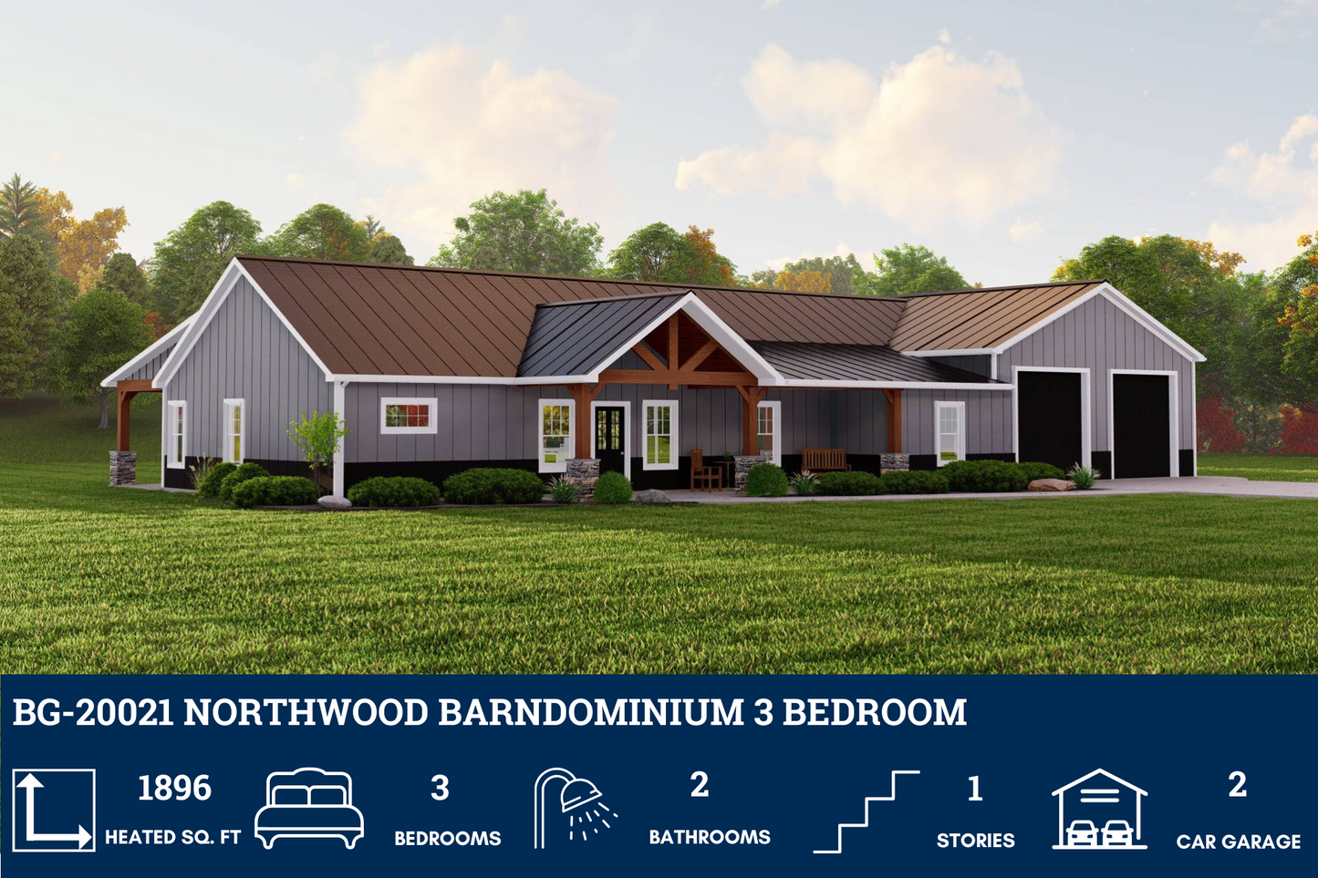 BG-20021 Northwood Barndominium House Plan