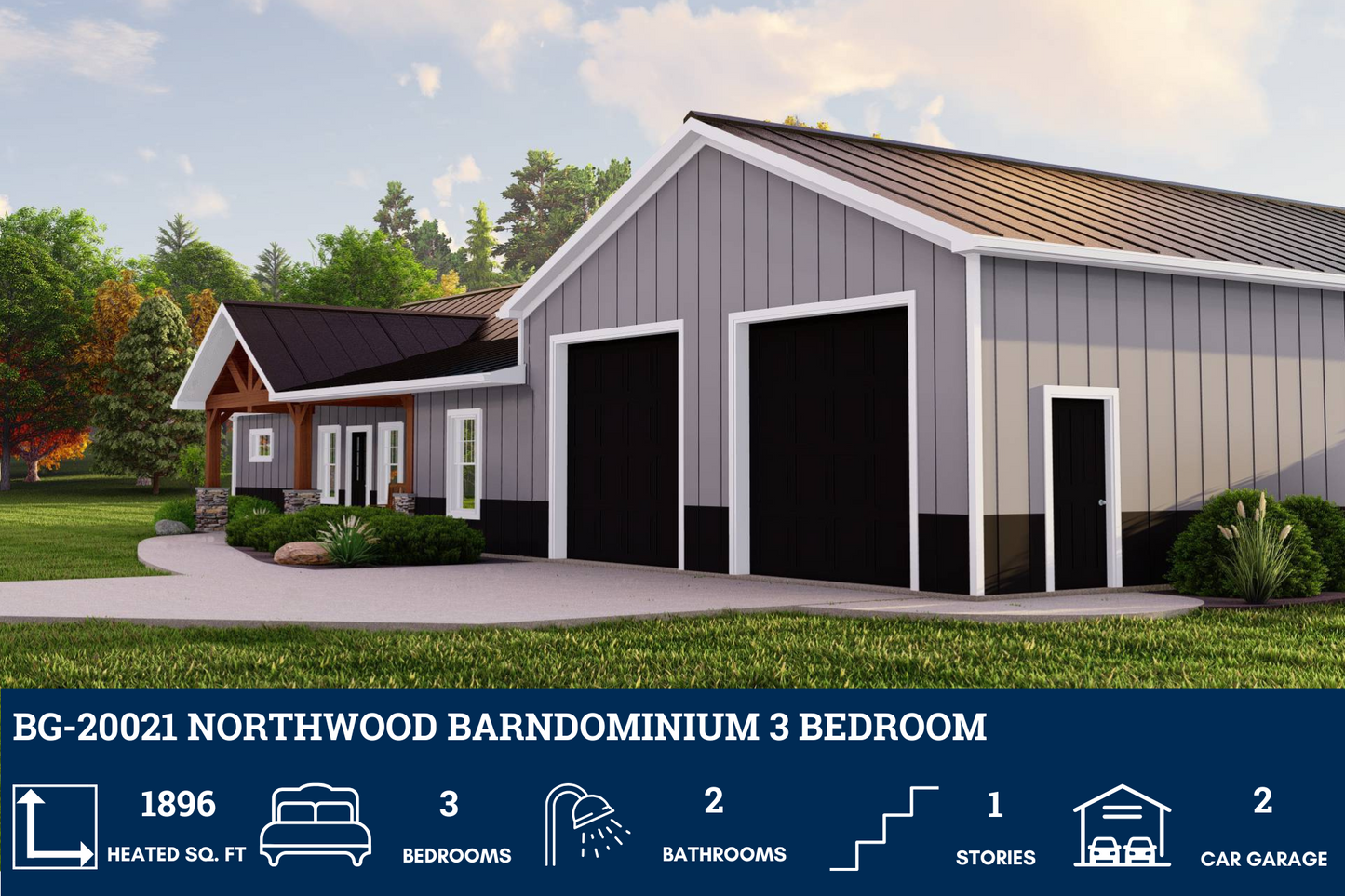 BG-20021 Northwood Barndominium House Plan