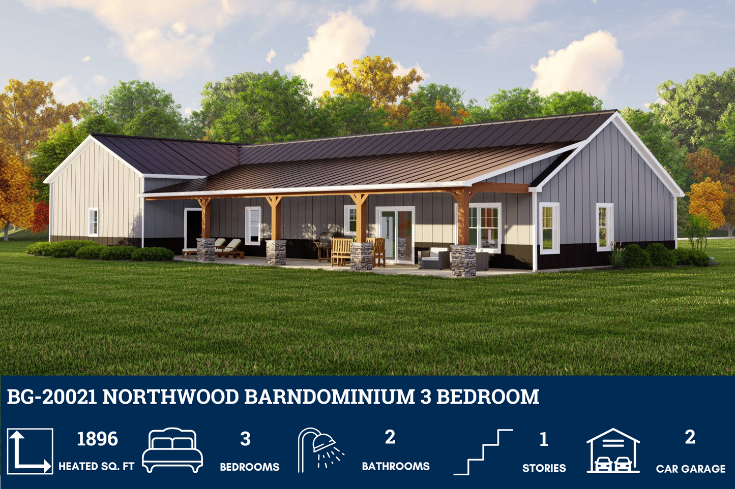 BG-20021 Northwood Barndominium House Plan