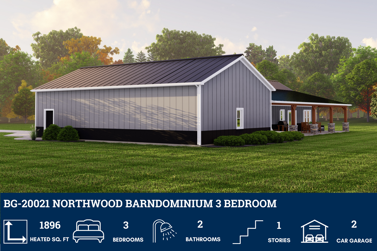 BG-20021 Northwood Barndominium House Plan