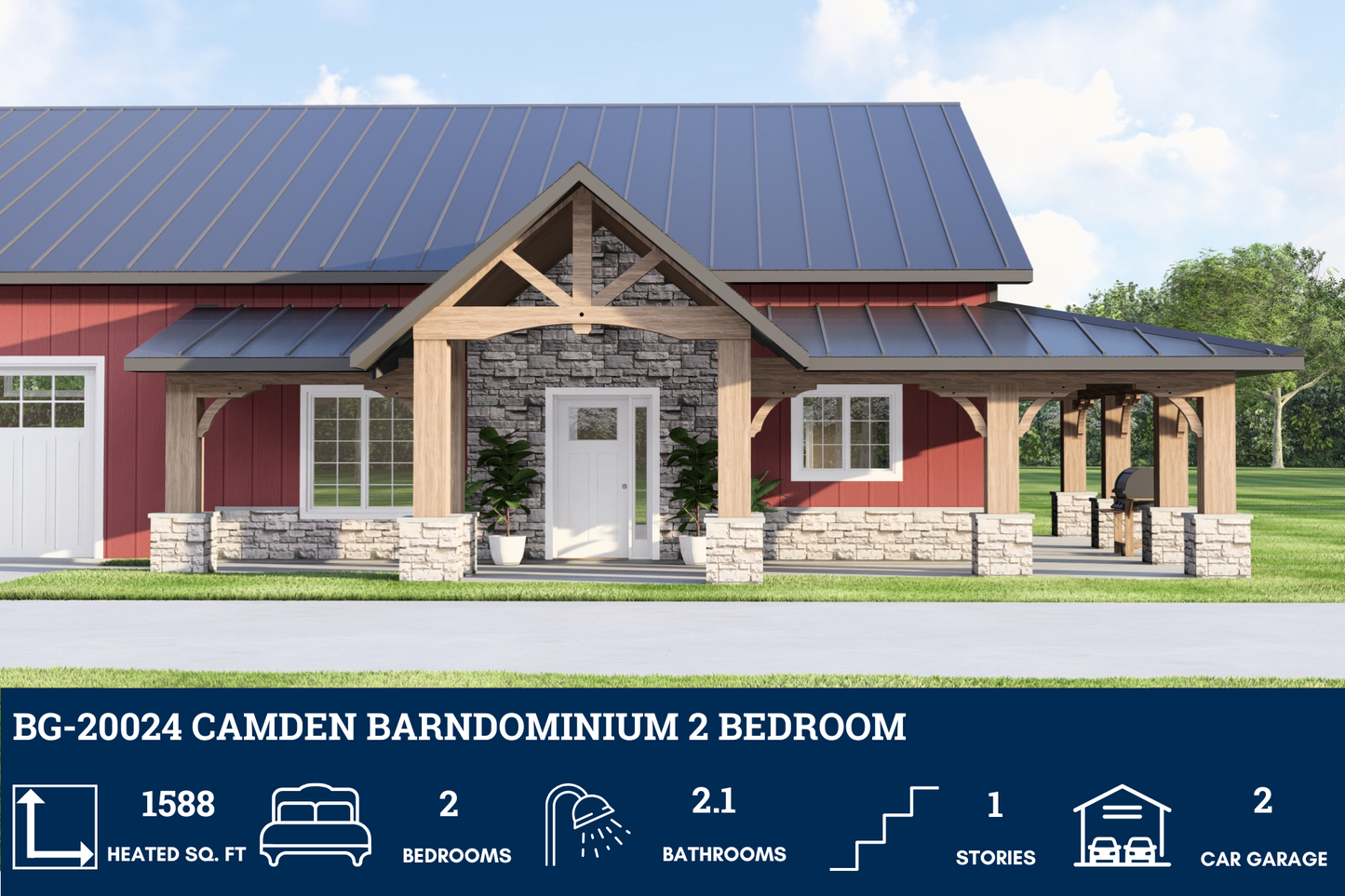 BG-20024 Camden Barndominium House Plan