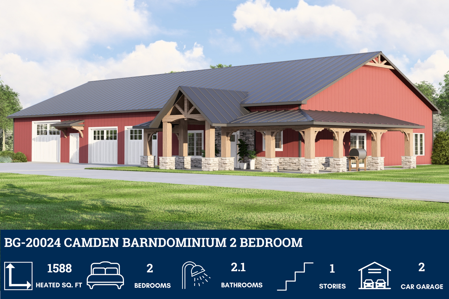 BG-20024 Camden Barndominium House Plan