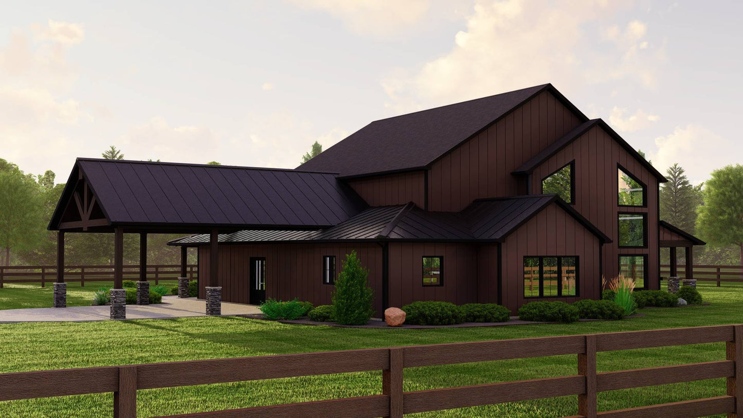 BG-20030 Greystone Barndominium House Plan