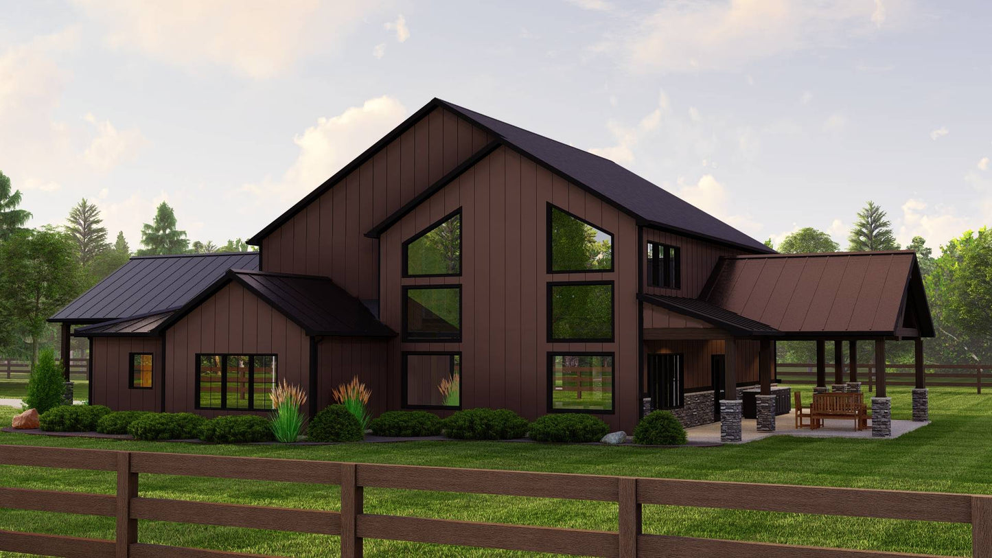 BG-20030 Greystone Barndominium House Plan