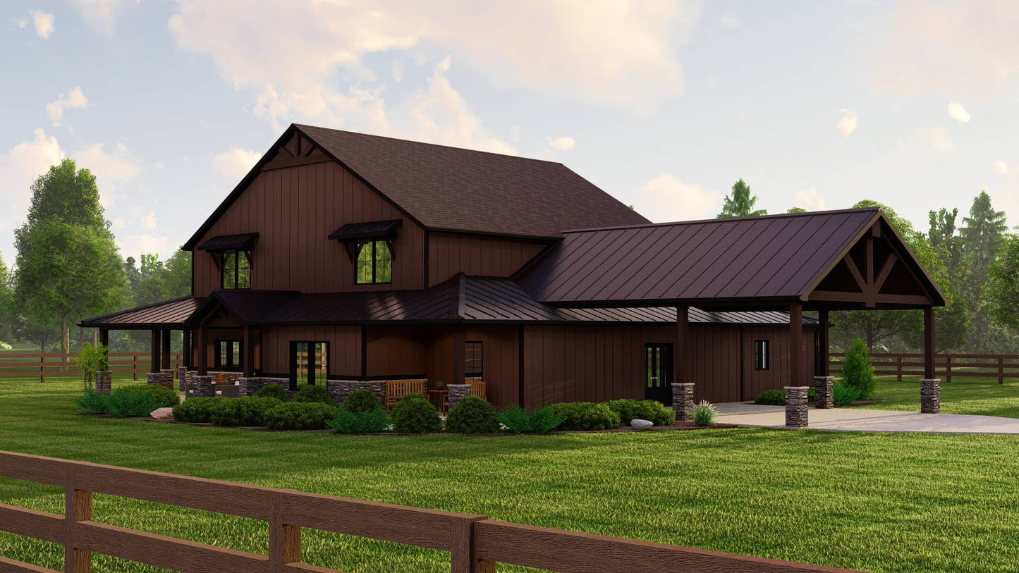 BG-20030 Greystone Barndominium House Plan