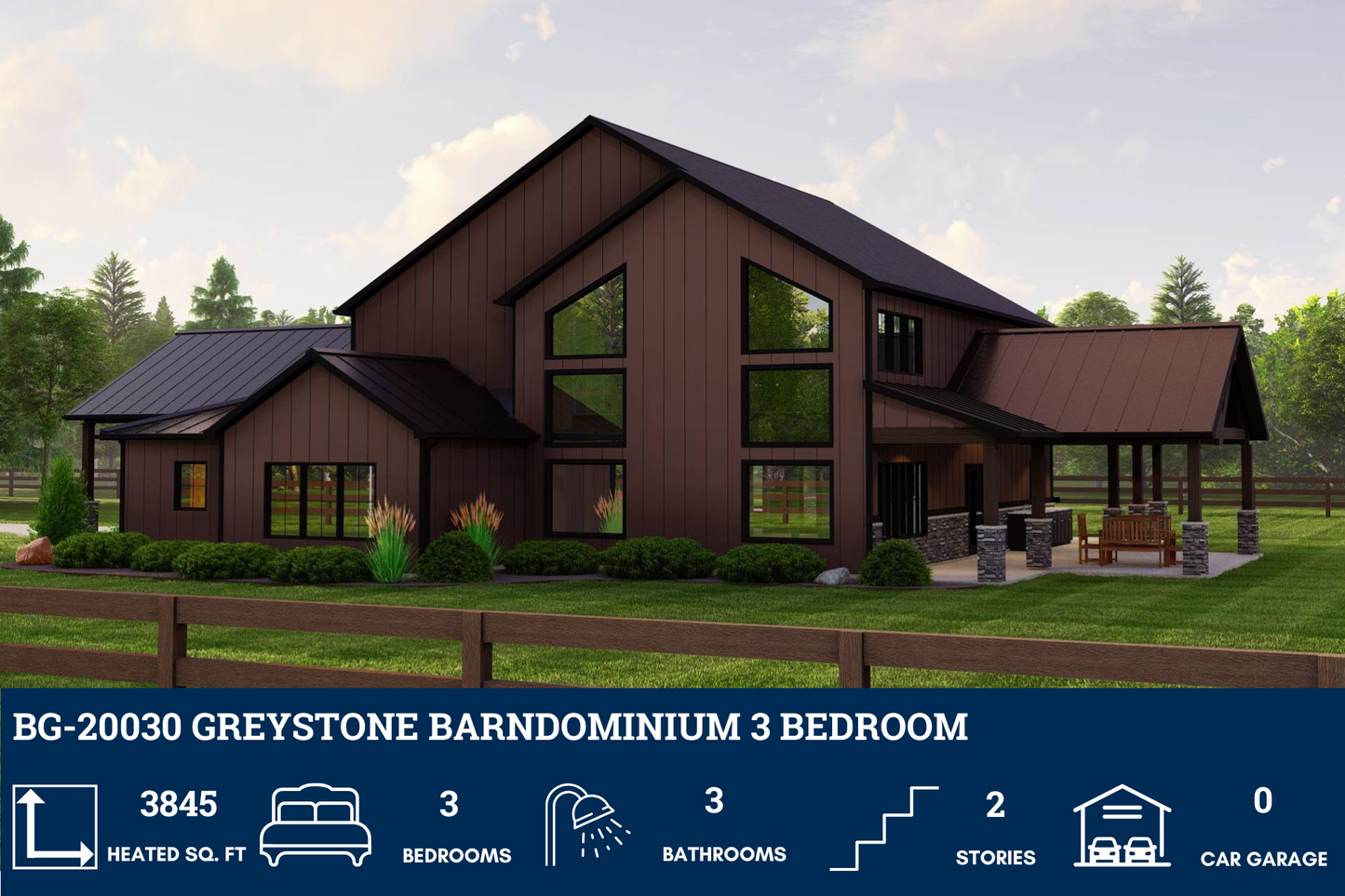 BG-20030 Greystone Barndominium House Plan